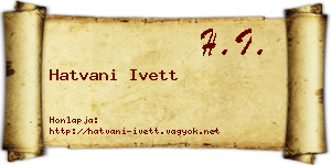 Hatvani Ivett névjegykártya